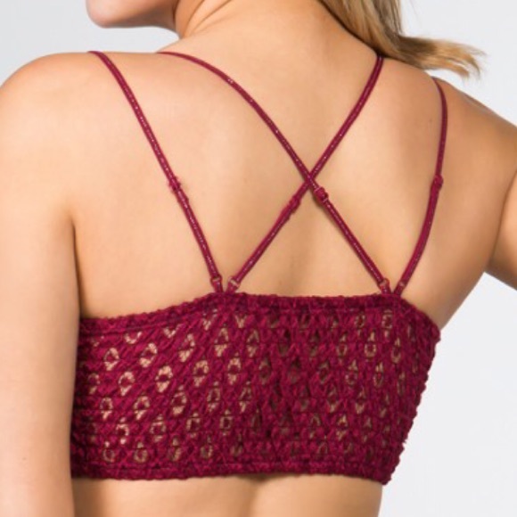 Burgundy Bohemian Festival Crochet Lace Bralette - Picture 2 of 5